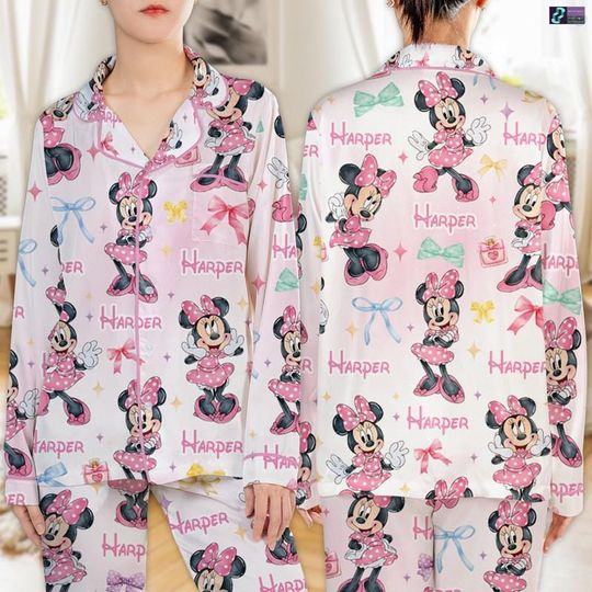 Discover Personalized Minnie Mouse Pajamas Set, Minnie Birthday Pajamas, Disneyland Family Christmas Pajamas, Very Merry Christmas Party