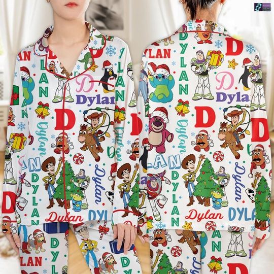 Custom Name Toy Story Christmas Pajamas Set, Disneyland Pixar Christmas Pajamas Set, You've Got A Friends In Me, Family Matching Sleepwear