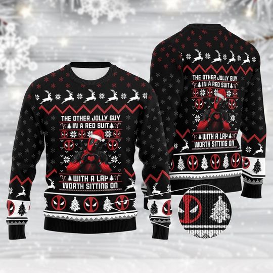 Deadpool Ugly Christmas Sweater, Holiday 3D Sweater for Men, Xmas Holiday Gift
