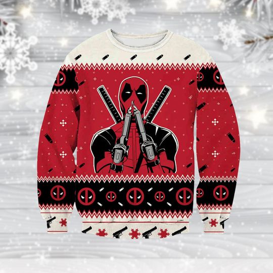 Deadpool Ugly Christmas Sweater, Marvel Comic Sweater, Funny Deadpool Holiday Gift