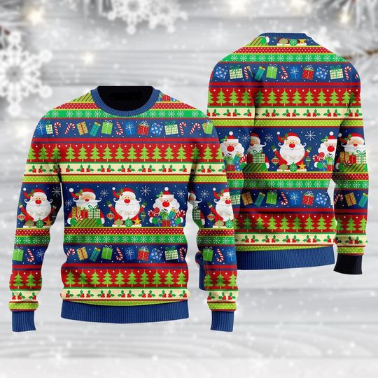 Discover Santa Claus Ugly Christmas Sweater, Holiday Gift Sweater, Xmas Santa Sweater, Christmas Party Sweater, Winter Festive Sweater