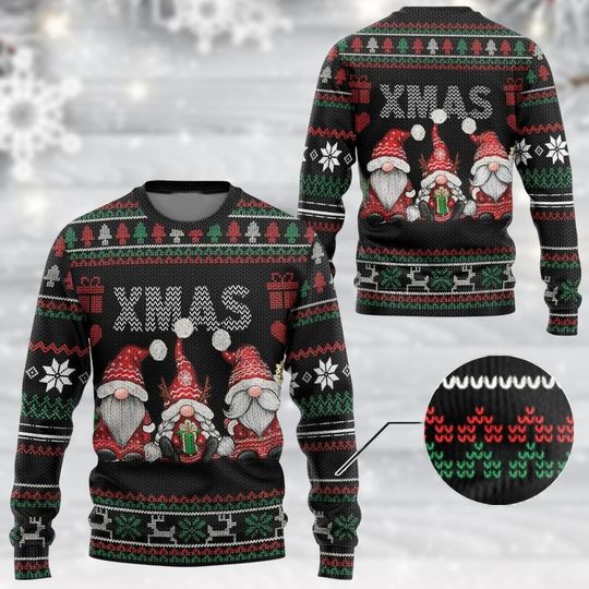 Discover Gnome Christmas Sweater, Santa Claus Ugly Sweater, Festive Winter Holiday Gift