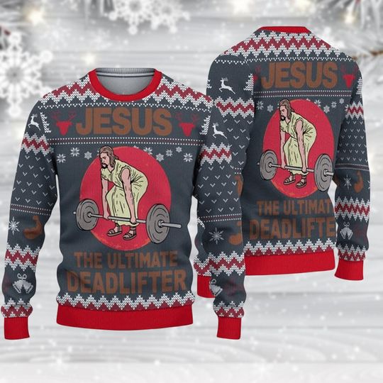 Discover Jesus Ugly Christmas Sweater for Fitness Enthusiasts, Xmas Holiday Gift for Fitness Lovers