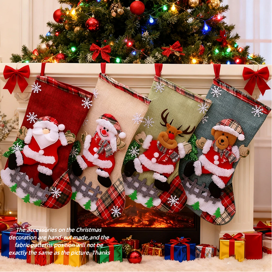 Discover 2pcs Christmas Stocking,  Xmas Stockings for Tree Decoration Christmas Personalised Sock Gift Bag Candy Pouch Bag Ornaments