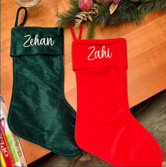 Discover Personalized Velvet Christmas Stockings, Custom Family Christmas Stocking, Christmas Decoration, Holiday Decorations, Xmas Gifts