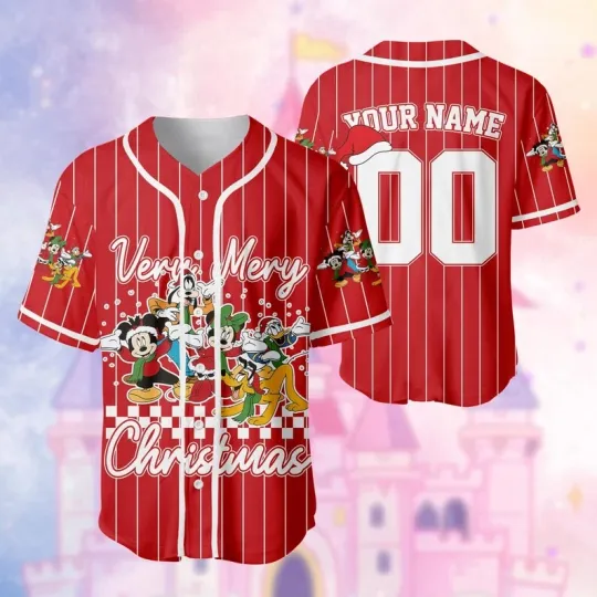 Discover Personalized Lightning McQueen & Friends Santa Hat Xmas Baseball Jersey Shirt