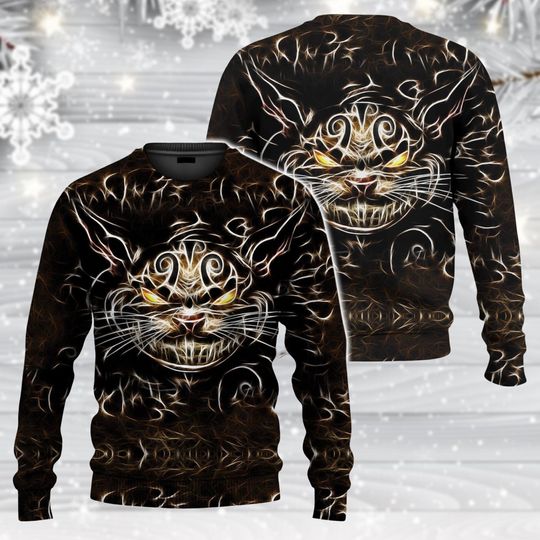 Discover Cat Christmas Ugly Sweater, Feline Design Holiday Sweater, Scary Cat Sweater, Men's Xmas Christmas Jumper