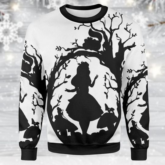 Discover Alice in Wonderland 3D Ugly Christmas Sweater, Cheshire Cat Disney Holiday Sweater for Women and Kids
