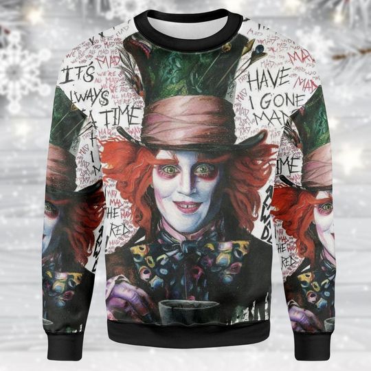 Discover Alice in Wonderland Ugly Christmas Sweater, Mad Hatter Tea Party Disney Vintage Women's Sweater