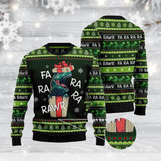 Discover Dinosaur Ugly Christmas Sweater for Kids, T-Rex Holiday Sweater, Xmas Dinosaur Gift