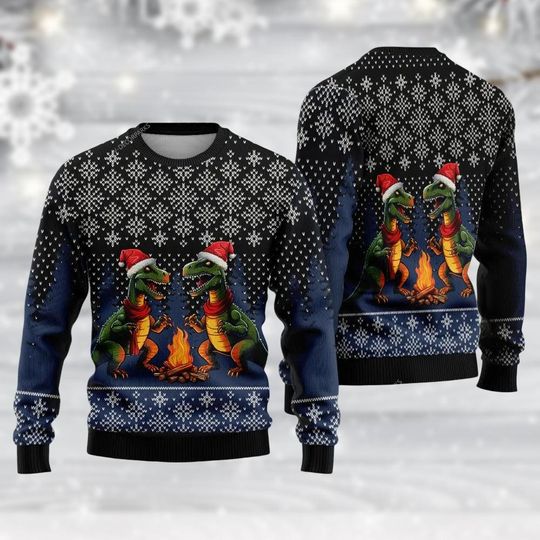 Discover Dinosaur Christmas Sweater, T-Rex Holiday Sweater, Ugly Xmas Sweater for Men
