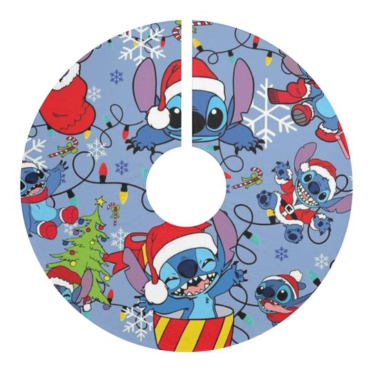 Discover Stitch Christmas Pattern Christmas Tree Skirt | Holiday Disney Inspired Tree Skirt