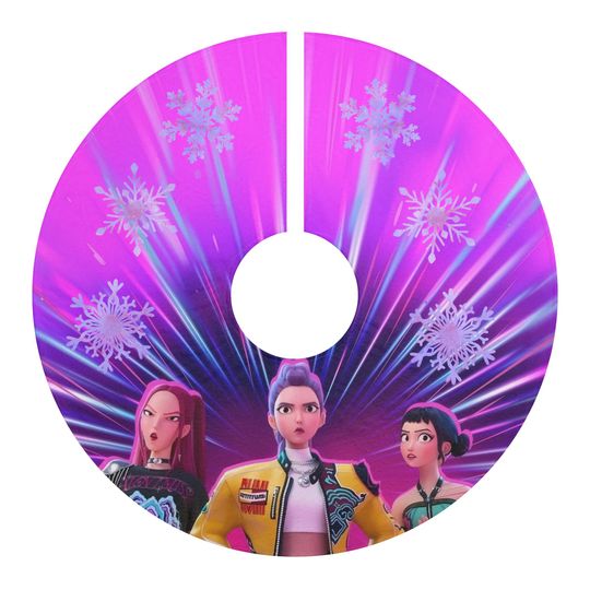 Discover Kpop Demon Hunters Christmas Tree Skirt, Vibrant Holiday Rumi Mira Zoey Tree Decor, Huntrex Xmas, Unique Gift