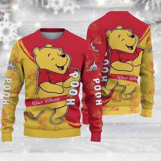 Discover Disney Winnie the Pooh Christmas Sweater, Vintage 3D Ugly Sweatshirt for Women