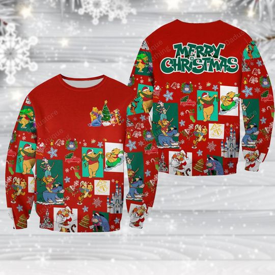 Discover Disney Winnie the Pooh Christmas Sweater for Women, Ugly Holiday Sweatshirt