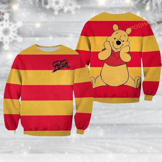 Winnie the Pooh Ugly Christmas Sweater, Women’s Cartoon Holiday Sweater