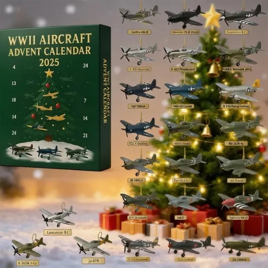 Discover 2025 WWII Aircraft Advent Calendar 24-Day Countdown Decoration
