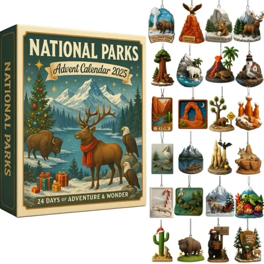 Discover National Parks Acrylic Advent Calendar 2025, 24 Days Christmas Countdown Decor