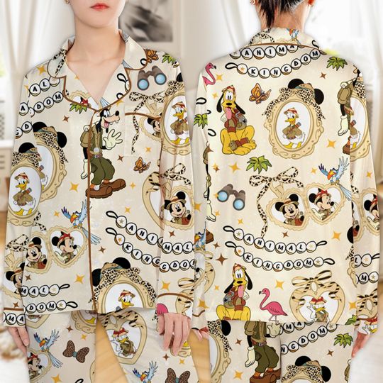 Discover Mickey and Friends Leopard Coquette Pocket Pajamas, Animal Kingdom Pajamas, Mickey Friends Merry Christmas Gifts