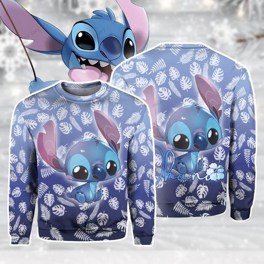 Discover Disney Stitch Christmas Sweater, Lilo and Stitch Holiday Sweatshirt, 3D Ugly Sweater