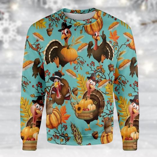 Thanksgiving Turkey Ugly Christmas Sweater for Women, Fall Harvest Christmas Sweaters Women, Thanksgiving