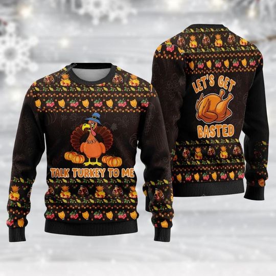 Thanksgiving Ugly Christmas Sweater, Turkey Sweater, Talk Turkey to Me Outfit, Funny Holiday Sweater