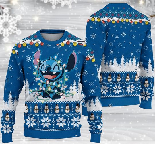 Discover Stitch Ugly Christmas Sweater, Disney Stitch Holiday Sweatshirt, Xmas Cute Gift Fun Sweater