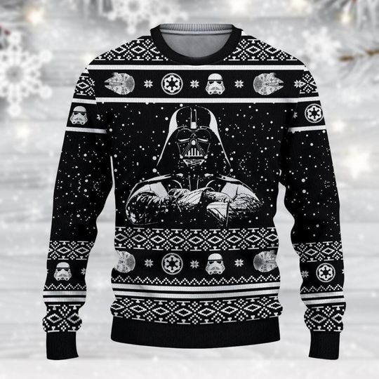 Discover Star Wars Ugly Christmas Sweater, Darth Vader Vintage Sweater Men Christmas Holiday Sweatshirt