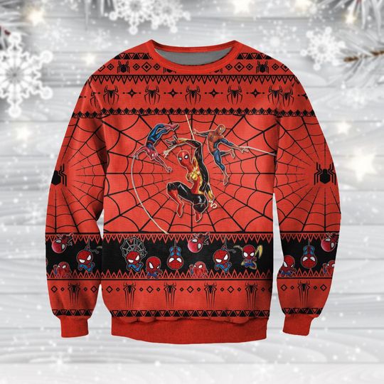 Discover Spider-Man Ugly Christmas Sweater, Marvel Vintage Sweater, No Way Home Sweater, Men’s Spider-Man Holiday Sweater