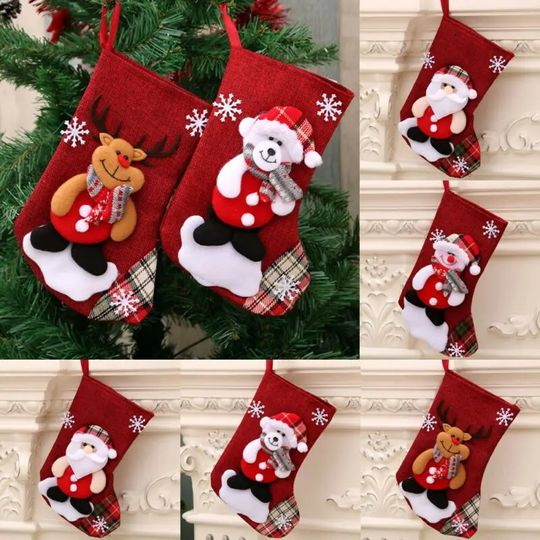 Discover New Christmas Gift Stockings Santa Elk Fabric Gift Stockings Christmas Stockings for Children Fireplace Santa Tree Decoration