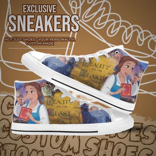 Discover Beauty and The Beast High Top Shoes Custom Canvas Sneakers Unisex for Kids or Adults