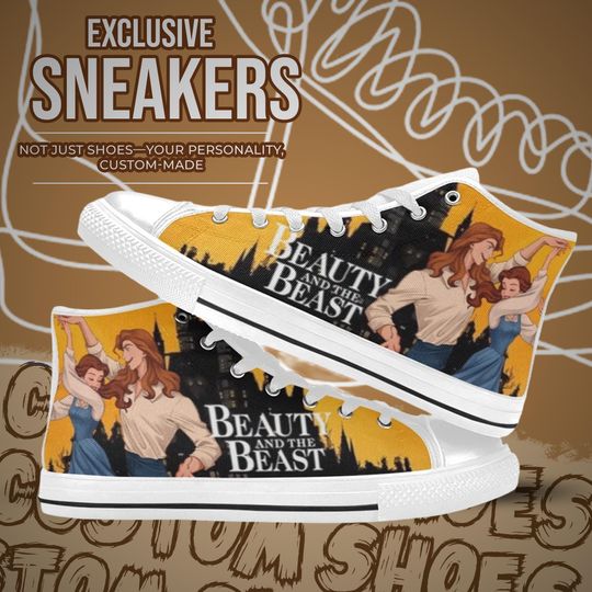 Discover Beauty and The Beast High Top Shoes Custom Canvas Sneakers Unisex for Kids or Adults