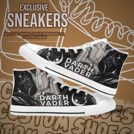 Discover Darth Vader High Top Shoes Custom Canvas Sneakers Unisex for Kids or Adults