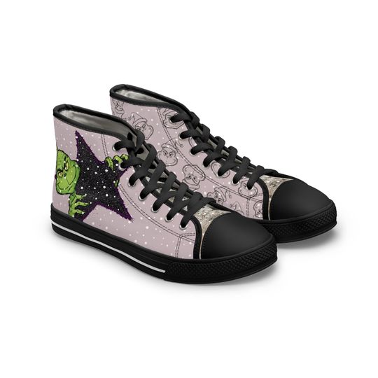 Discover The funny character, Grunge High Top Sneakers, Black Glitter