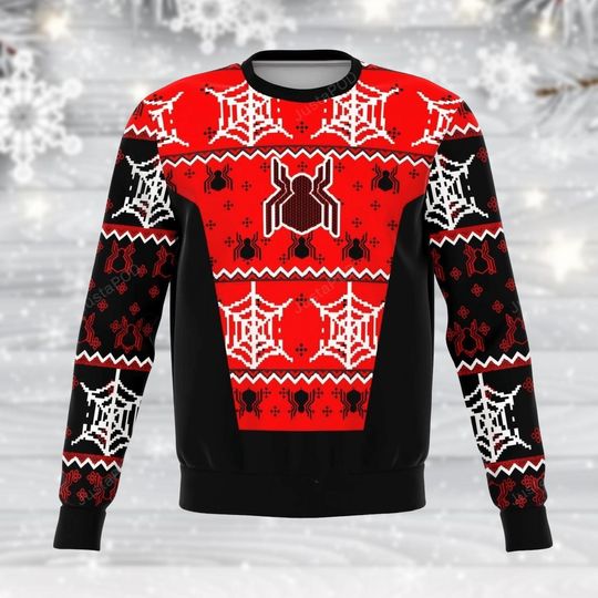 Discover Spider Themed Ugly Christmas Sweater, Arachnid Web Pattern Christmas Sweater for Holiday Gift