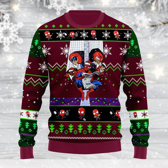 Discover Spider-Man Ugly Christmas Sweater, Men’s Marvel 3D Superhero Holiday Sweater