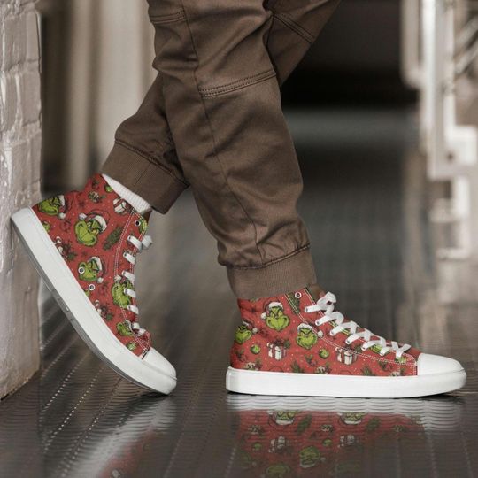 Discover Mens The funny character, Christmas, high top canvas shoes