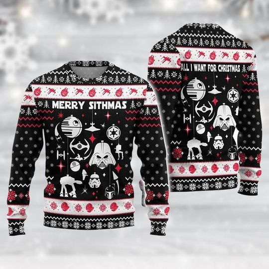 Star Wars Ugly Christmas Sweater, Darth Vader Holiday Sweater for Men