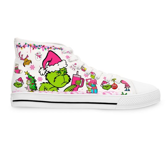 Discover funny character Christmas Women's High Top Sneakers, Pink Feminine Design, Stand Out Shoes, Unique Gift, Holiday Sneakers