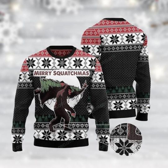 Discover Bigfoot Ugly Christmas Sweater, Sasquatch Holiday Sweater for Men