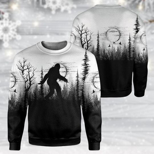 Discover Bigfoot Ugly Christmas Sweater, Sasquatch Holiday Sweater Winter Novelty Sweater