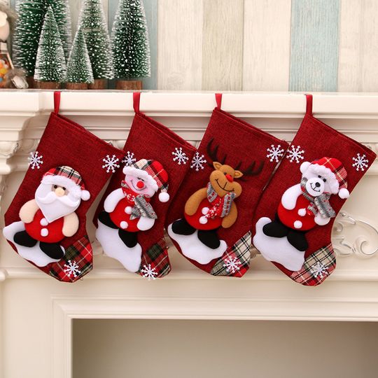 Discover New Year Christmas Stocking Sack Xmas Gift Candy Bag Noel Christmas Decoration DIY Home Natal Navidad Socks Christmas Tree Decor