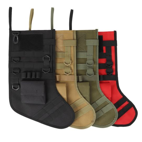 Discover 1000D Nylon Hanging Tactical Christmas Gift Socks Outdoor Sports Molle Storage Bag Christmas Stocking For Xmas Tree Pendant