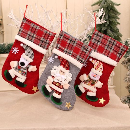 Discover Children Three Dimensional Doll Candy Gift Bag Christmas Snowflake Milu Deer Stockings Decoration New Year Christmas Socks Bag