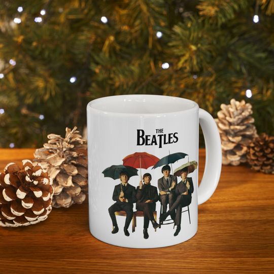 The Beatles with Umbrellas Mug - Music Fan Gift - Unique Beatles Cup - Iconic Beatles Images