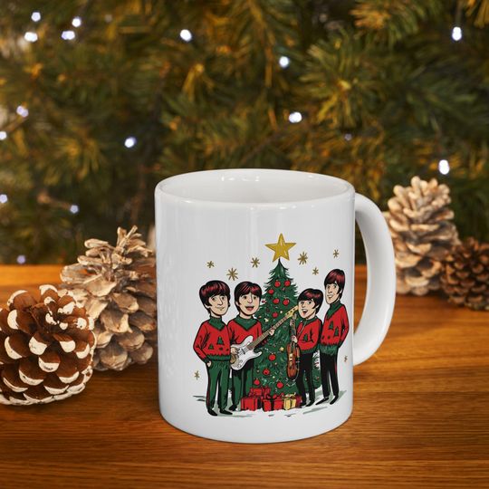 The Beatles Merry Christmas Mug - Holiday Music Cup - The Beatles Christmas Gift