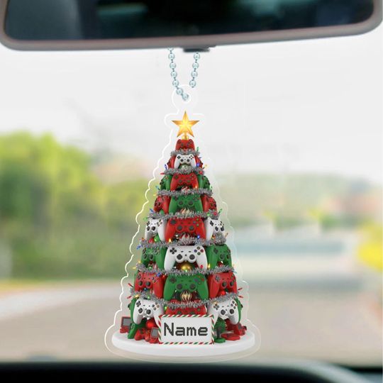 Discover 2D Funny Christmas Gaming Controller Tree Ornament, Santa Video Game Ornament