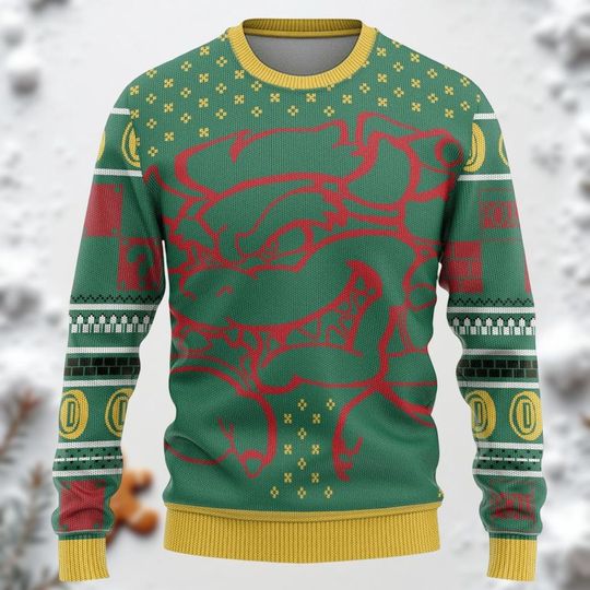 Mario Christmas Sweater, Bowser Sweater, Nintendo Vintage Ugly Sweater for Holiday Gift