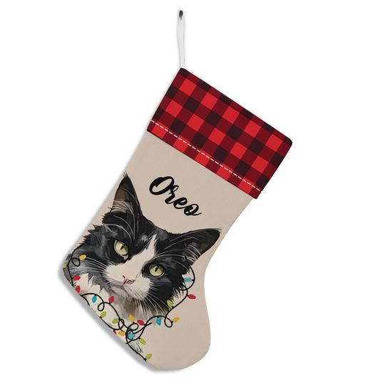 Discover Love Tuxedo Cat Christmas Stocking, Cute Tuxedo Cat Xmas Stocking Gift Love Cat Stocking