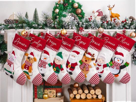 Personalized Christmas Stockings with Name,2025 Embroidered Family Stocking,Holiday Decor Gift